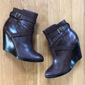 Frye | Brown Leather Wedge Booties